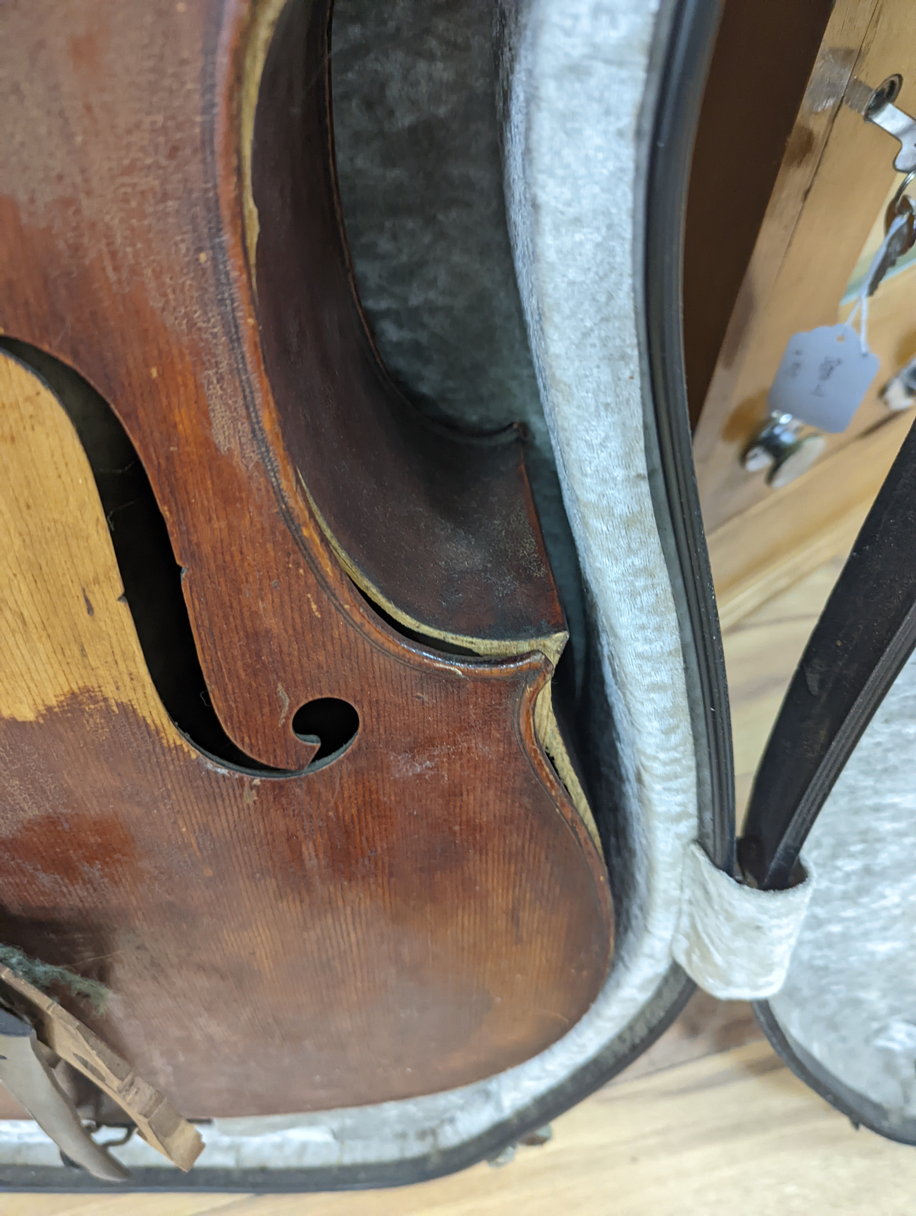 A 19th century German cello, labelled E M Blankert, cased